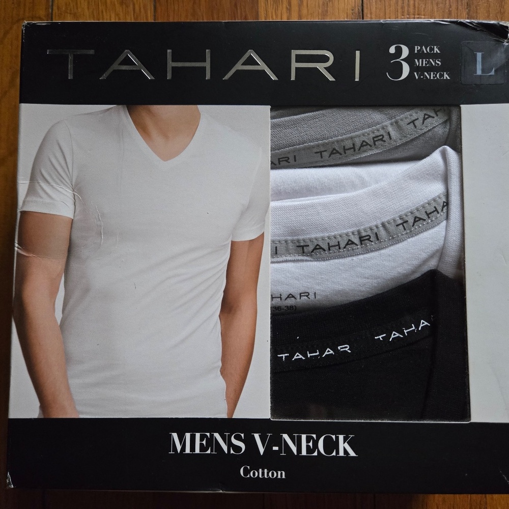 NWT - Tahari 3-Pack Men's V-Neck - White - Large